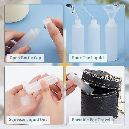 BENECREAT 10 Pack 18ml 0.6oz Small Travel Squeeze Bottles Refillable Makeup Foundation Container Travel Essentials Sample Bottles for Toiletries, Shampoo Toner Cosmetic — view 4