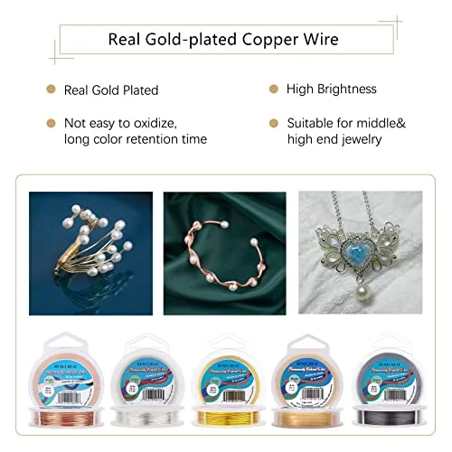 BENECREAT 20 Gauge KC Gold Copper Wire Real Gold Plated Craft Jewelry Wire Tarnish Resistant Wire for Beading Jewelry Making, 33-Feet/11-Yard — view 4