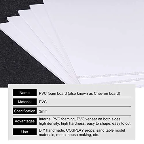 BENECREAT 5 Sheets 3mm White Foam Boards 11.8x7.8inch Rectangle Foam PVC Sheet Poster Board Mount Board for Mounting, Crafts, Modelling, Art, Display, School Projects — view 3