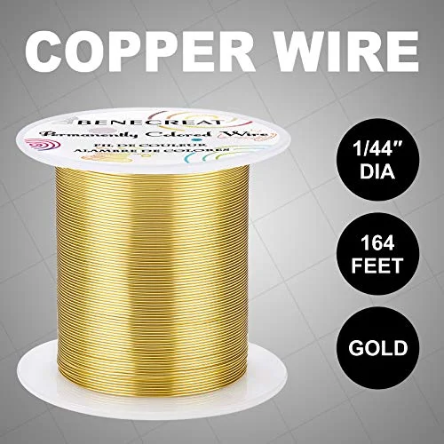 BENECREAT 22 Gauge 164FT Tarnish Resistant Gold Wire Jewelry Beading Wire for Beading Wrapping and Other Jewelry Craft Making — view 5