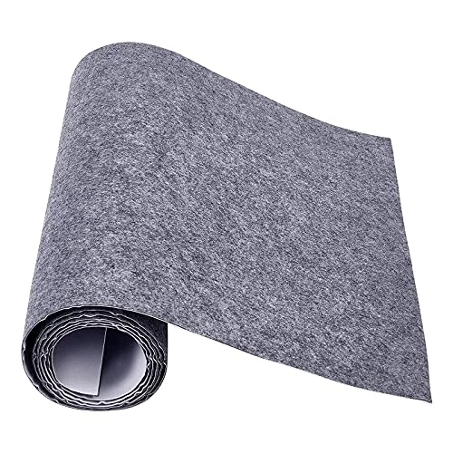 BENECREAT 15.7x78.7inch Gray Self-Adhesive Felt Fabric Shelf Liner for Festival Decorations DIY Picture Framing and Jewelry Box Fabric Stick, 1mm Thick
