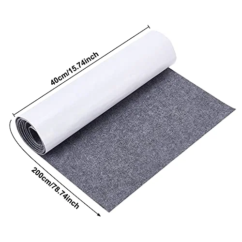 BENECREAT 15.7x78.7inch Gray Self-Adhesive Felt Fabric Shelf Liner for Festival Decorations DIY Picture Framing and Jewelry Box Fabric Stick, 1mm Thick — view 2
