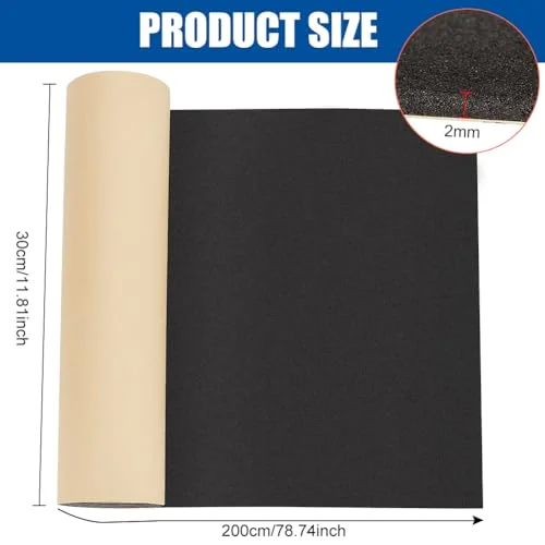 BENECREAT 78.7x11.8inch Adhesive EVA Foam Roll, 2mm Black Adhesive EVA Foam Sheets Cosplay Foam Crafts for Art Supplies Paper Scrapbooking — view 2