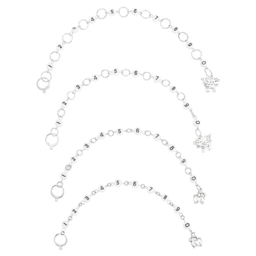 BENECREAT 4 Pcs 4 Style Row Counter Chains Set, Alloy Sheep Charm Chain Row Counter Knitting Row Counter Chains for Knitting and Crochet Crochet Stitch Markers