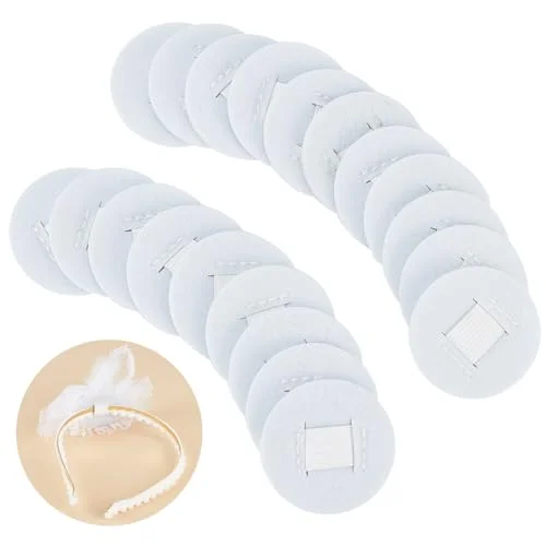 BENECREAT 20pcs 2 inch Hair Band Pad, White Headband Decoration Accessories, Felt Hair Band Decor Base for Making Tea Party Headbands, Decorations Handmade DIY, 2mm Thick