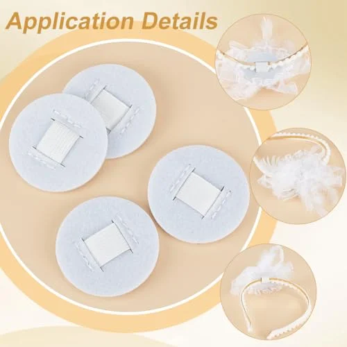 BENECREAT 20pcs 2 inch Hair Band Pad, White Headband Decoration Accessories, Felt Hair Band Decor Base for Making Tea Party Headbands, Decorations Handmade DIY, 2mm Thick — view 4