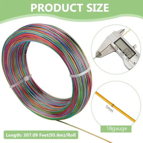 BENECREAT 18 Gauge 307 Feet Multicolor Jewelry Craft Wire Gradient Color Aluminum Wire Bendable Wire with Storage Box for Jewelry Beading Craft Project-Teal Gold Blue Red Green — view 2