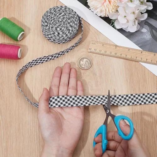 BENECREAT 10.94 Yards Black Stripe Bias Tape, 0.83 Inch Double Fold Bias Binding Tape Pre-fold Bulk Bias Tape for Cheongsam Decoration, Clothing Seaming Piping — view 3